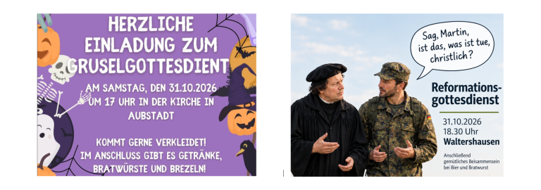 Zusammenstellung der 2 Plakate zu Gottesdiensten am Reformationstag in Aubstadt und Waltershausen