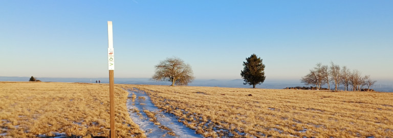 Hohe Rhön: Wegweiser und Schneereste