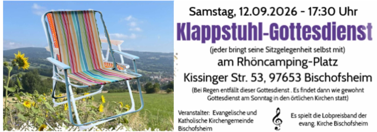 Plakat zum Klappstuhl-Gottesdienst im Querformat