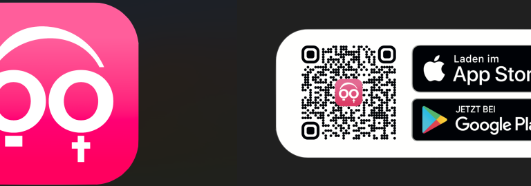 das Churchpool-Logo und der QR-Code zu Appstore und Playstore