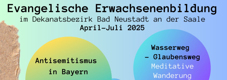 Titelzeile des Plakates der Evang. Erwachsenenbildung April-Juli 2025