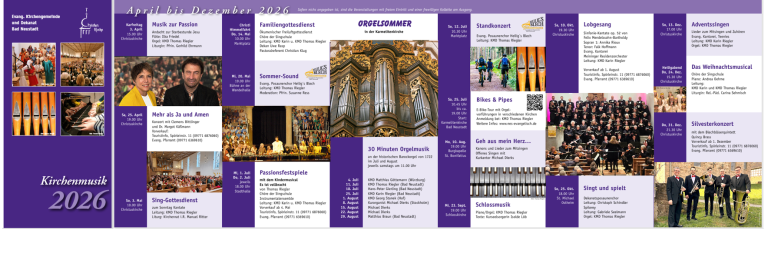 Titel und Innenseite des Jahresprogramms der Kirchenmusik im Dekanatsbezirk Bad Neustadt