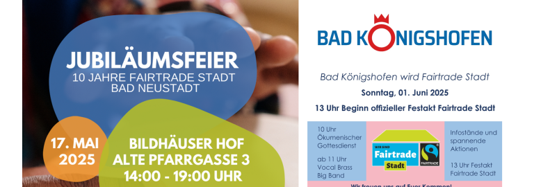 Die beiden Einladungsbilder von Bad Neustadt und Bad Königshofen zu ihren Fair-Trade-Feiern