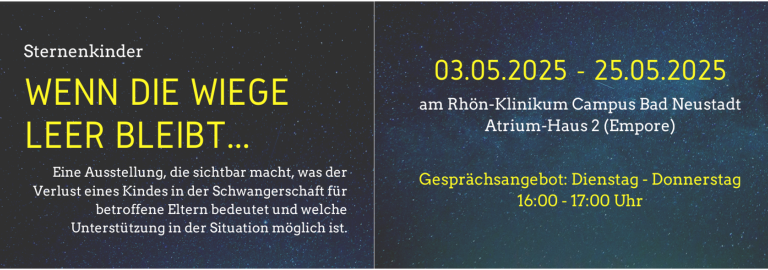 Plakat zur Ausstellung "Sternenkinder" ab 3. Mai 2025 in Bad Neustadt
