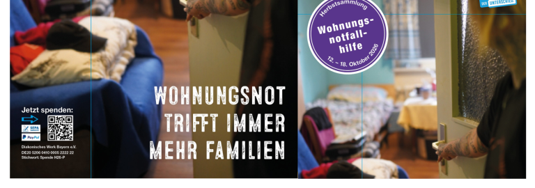 Das Plakat zur Herbstsammlung der Diakonie Bayern als Querformat-Collage