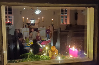 Blick in die Nordheimer evang. Kirche zur Winter-Kinder-Bibelzeit