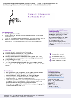 Stellenanzeige Kirchengemeinde Bad Neustadt Assistenz im Pfarramt ab Okt. 2025