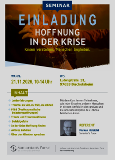 Einladungsplakat "Hoffnung in der Krise" Bischofsheim 21.11.2026