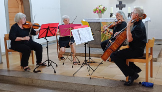 Das Fastrada-Streichquartett bei der Fetê de la musique am 21.6.2026 in Bad Neustadt in der evang. Christuskirche