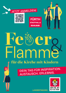 Einladungs-Plakat zur Landestagung der Kirche mit Kindern am 25.10.2025 in Fürth