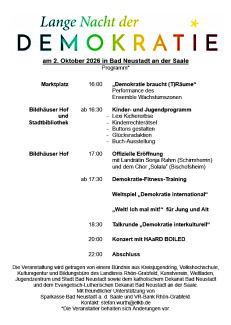 Programm der Langen Nacht der Demokratie 2026 in Bad Neustadt an der Saale
