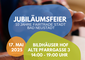 Einladungsflyer der Stadt Bad Neustadt zu ihrem Jubiläum als Fair-Trade-Stadt