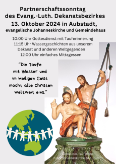 Plakat 13.10.24 Aubstadt Partnerschaftsgottesdienst Taufe