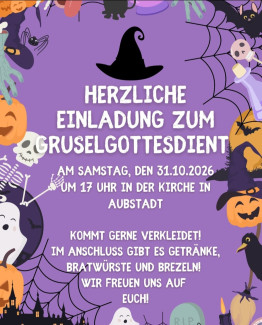 Plakat für den Gruselgottesdienst am 31.10.2026 in Aubstadt