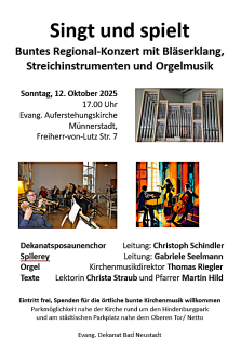 Konzertplakat Singt und spielt 12.10.2025 Münnerstadt