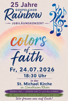 Plakat zum Jubiläumskonzert des Chores "Rainbow" am 24.7.26 in Sondheim/Rhön