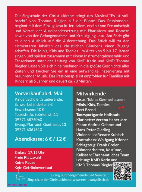 Flyer Passionsspiele, Rückseite