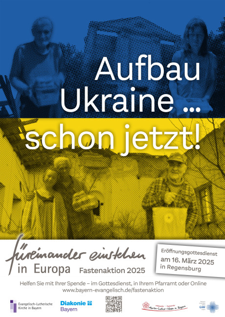 Plakat der Fastenaktion "füreinander einstehen" 2025