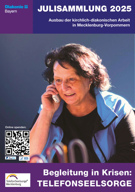 Plakat der Diakonie-Spendensammlung im Juli 2025 für Telefonseelsorge
